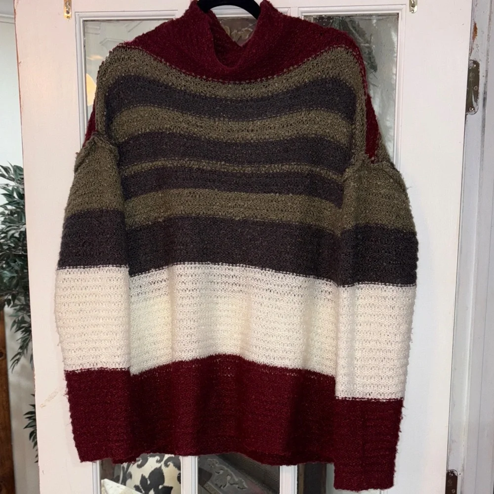 True Craft Striped Multicolor Sweater 0X